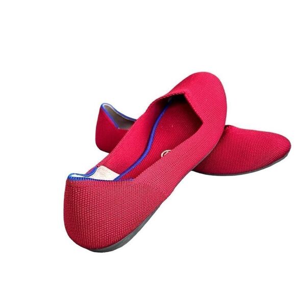Rothys The Flat Round Toe Ballet Slip On Shoes Womens 6.5 WIDE Red Knit Flats - Picture 1 of 5